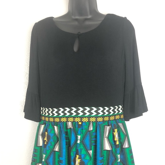 PHOEBE COUTURE SILK geometric Aztec dress Sz 6 - Picture 2 of 9